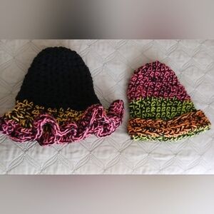 2pc Colorful Handmade Crochet Hats Set #6